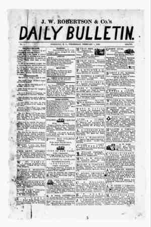 The Daily Bulletin Gazetesi 1 Şubat 1882 kapağı