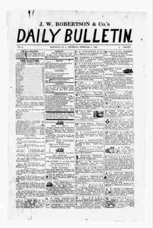 The Daily Bulletin Newspaper February 2, 1882 kapağı
