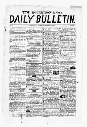 The Daily Bulletin Newspaper February 3, 1882 kapağı