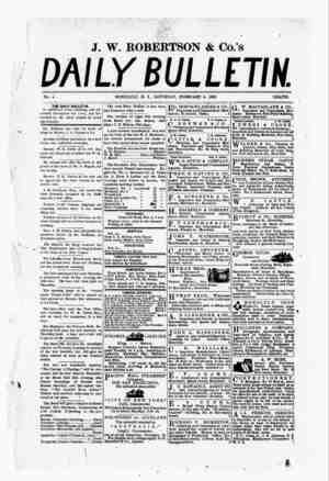 The Daily Bulletin Newspaper February 4, 1882 kapağı
