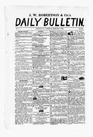 The Daily Bulletin Newspaper February 9, 1882 kapağı