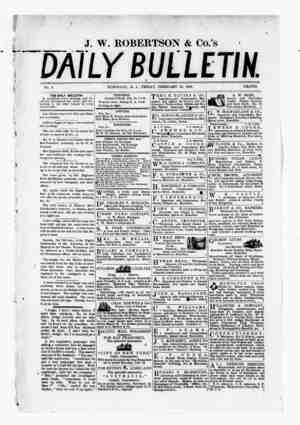 The Daily Bulletin Newspaper February 10, 1882 kapağı