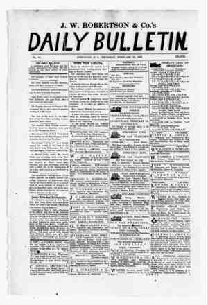 The Daily Bulletin Newspaper February 16, 1882 kapağı