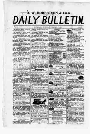 The Daily Bulletin Gazetesi 27 Şubat 1882 kapağı