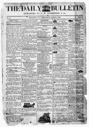 The Daily Bulletin Gazetesi 1 Mart 1882 kapağı