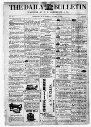 The Daily Bulletin Gazetesi 7 Mart 1882 kapağı