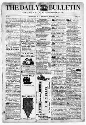 The Daily Bulletin Newspaper March 9, 1882 kapağı