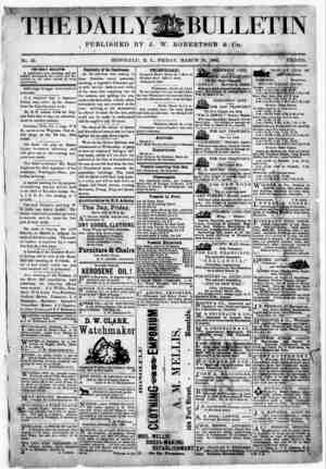 The Daily Bulletin Gazetesi 10 Mart 1882 kapağı