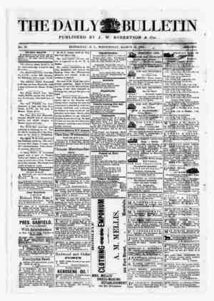 The Daily Bulletin Newspaper March 15, 1882 kapağı
