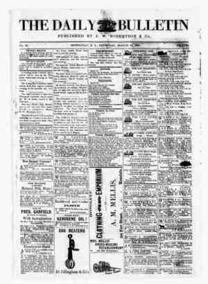 The Daily Bulletin Gazetesi 16 Mart 1882 kapağı
