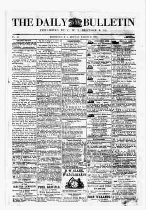 The Daily Bulletin Newspaper March 20, 1882 kapağı