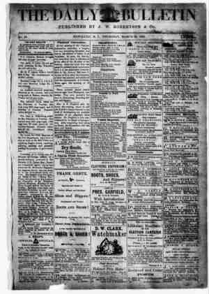 The Daily Bulletin Gazetesi 23 Mart 1882 kapağı