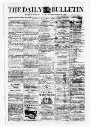 The Daily Bulletin Gazetesi 31 Mart 1882 kapağı