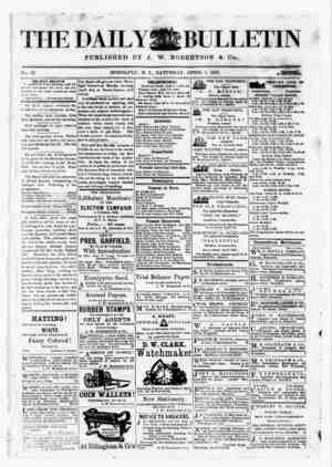 The Daily Bulletin Gazetesi 1 Nisan 1882 kapağı