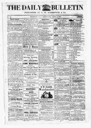 The Daily Bulletin Gazetesi 5 Nisan 1882 kapağı