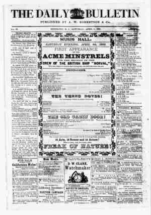 The Daily Bulletin Newspaper April 8, 1882 kapağı
