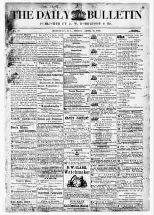 The Daily Bulletin Newspaper April 14, 1882 kapağı