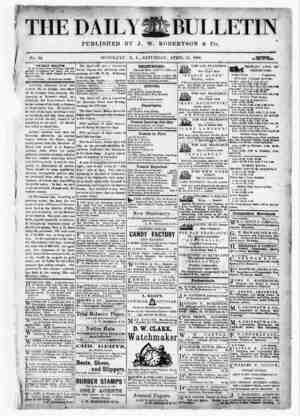 The Daily Bulletin Gazetesi 15 Nisan 1882 kapağı
