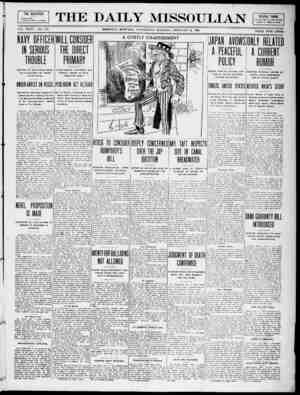 The Daily Missoulian Gazetesi 3 Şubat 1909 kapağı