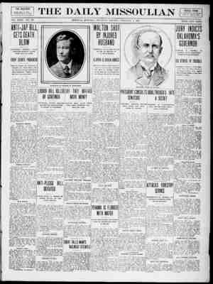 The Daily Missoulian Gazetesi 4 Şubat 1909 kapağı