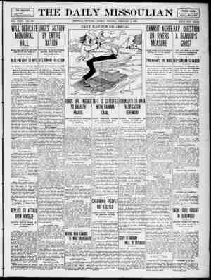 The Daily Missoulian Gazetesi 8 Şubat 1909 kapağı
