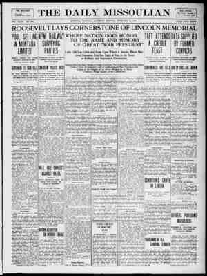 The Daily Missoulian Gazetesi 13 Şubat 1909 kapağı