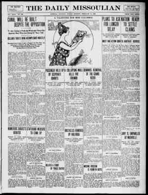 The Daily Missoulian Gazetesi 14 Şubat 1909 kapağı