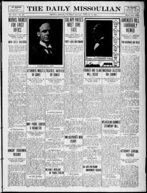 The Daily Missoulian Gazetesi 25 Şubat 1909 kapağı
