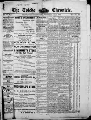 The Toledo chronicle Newspaper January 2, 1873 kapağı