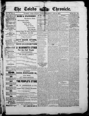 The Toledo chronicle Newspaper January 9, 1873 kapağı