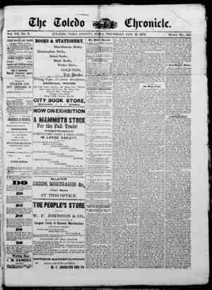 The Toledo chronicle Newspaper January 16, 1873 kapağı