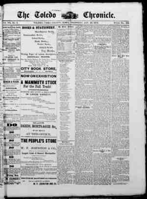 The Toledo chronicle Newspaper January 23, 1873 kapağı
