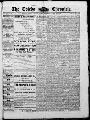 The Toledo chronicle Newspaper January 30, 1873 kapağı