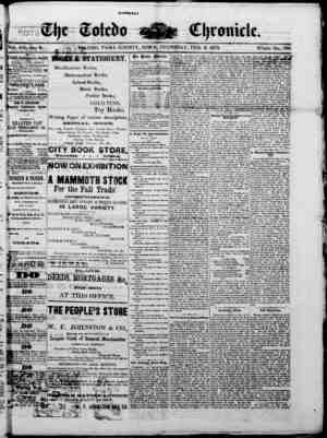 The Toledo chronicle Newspaper February 6, 1873 kapağı