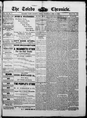 The Toledo chronicle Newspaper February 13, 1873 kapağı