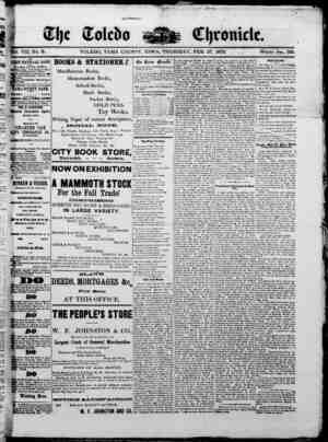 The Toledo chronicle Newspaper February 27, 1873 kapağı