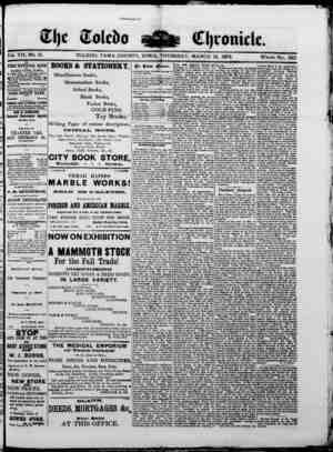 The Toledo chronicle Newspaper March 13, 1873 kapağı