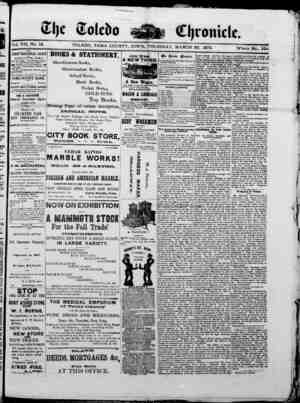 The Toledo chronicle Newspaper March 20, 1873 kapağı