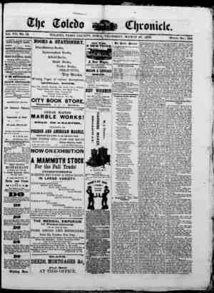 The Toledo chronicle Newspaper March 27, 1873 kapağı