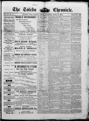 The Toledo chronicle Newspaper April 3, 1873 kapağı
