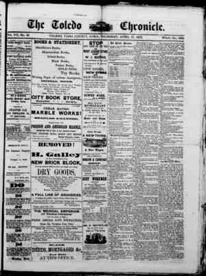 The Toledo chronicle Newspaper April 17, 1873 kapağı