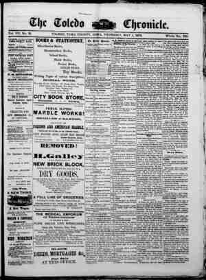 The Toledo chronicle Newspaper May 1, 1873 kapağı