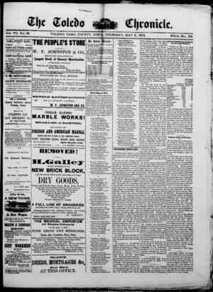 The Toledo chronicle Newspaper May 8, 1873 kapağı
