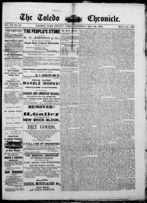The Toledo chronicle Newspaper May 22, 1873 kapağı