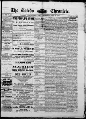 The Toledo chronicle Newspaper June 12, 1873 kapağı