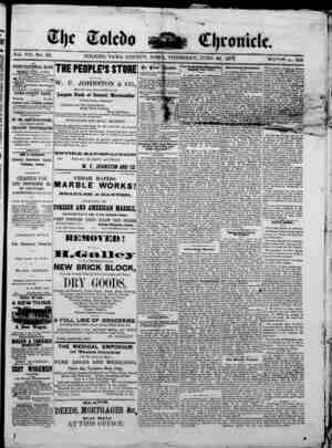 The Toledo chronicle Newspaper June 26, 1873 kapağı