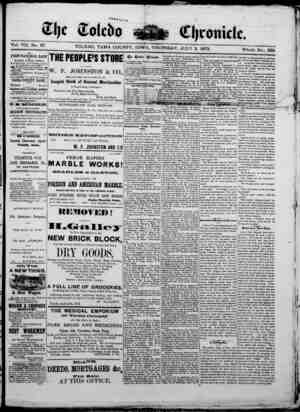 The Toledo chronicle Newspaper July 3, 1873 kapağı