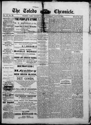 The Toledo chronicle Newspaper July 10, 1873 kapağı