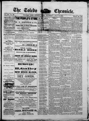 The Toledo chronicle Newspaper July 17, 1873 kapağı