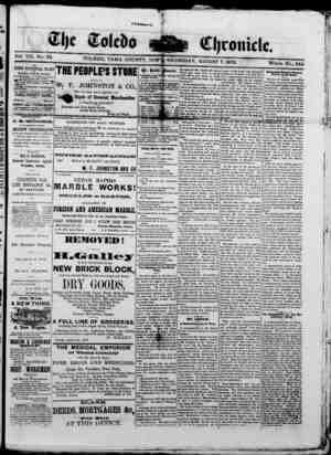 The Toledo chronicle Newspaper August 7, 1873 kapağı